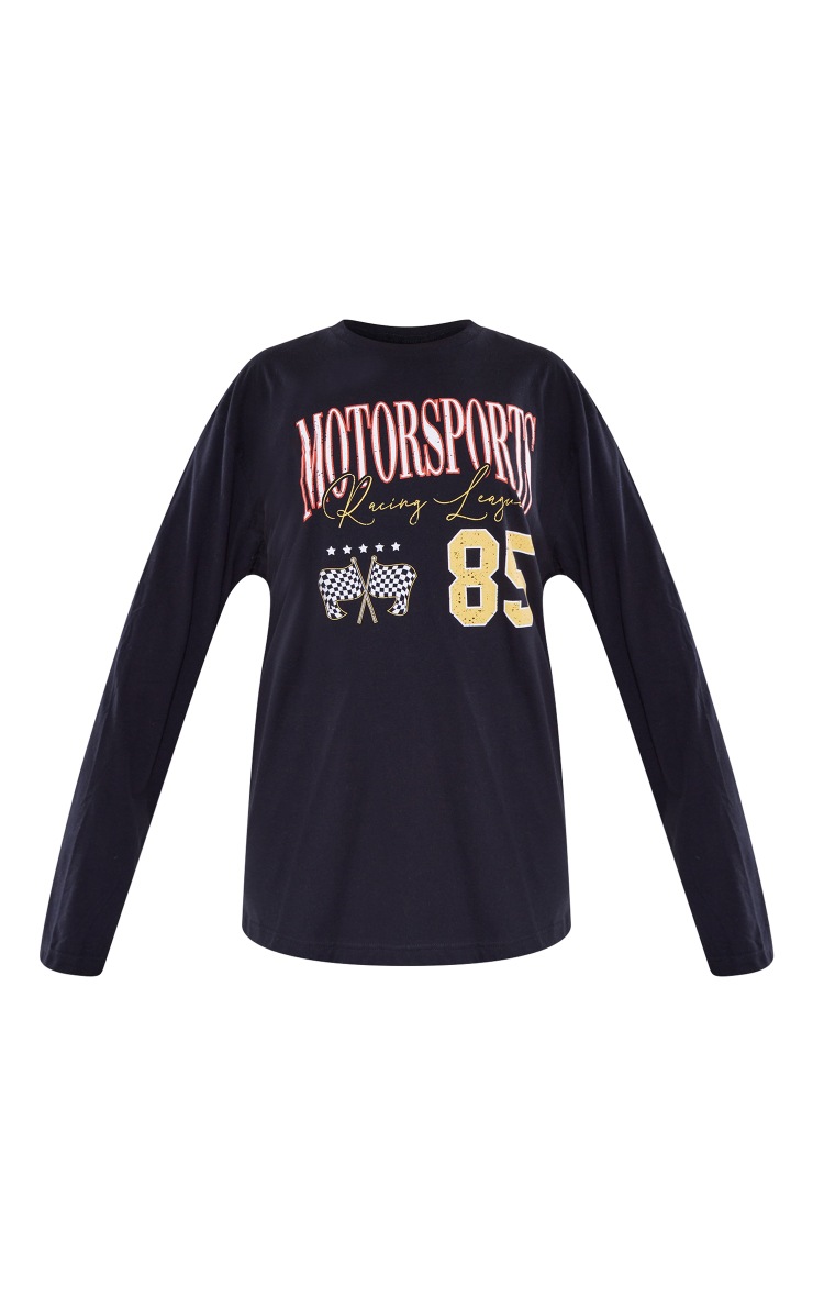 Black Motorcross 85 Long Sleeve Oversized T Shirt image 5