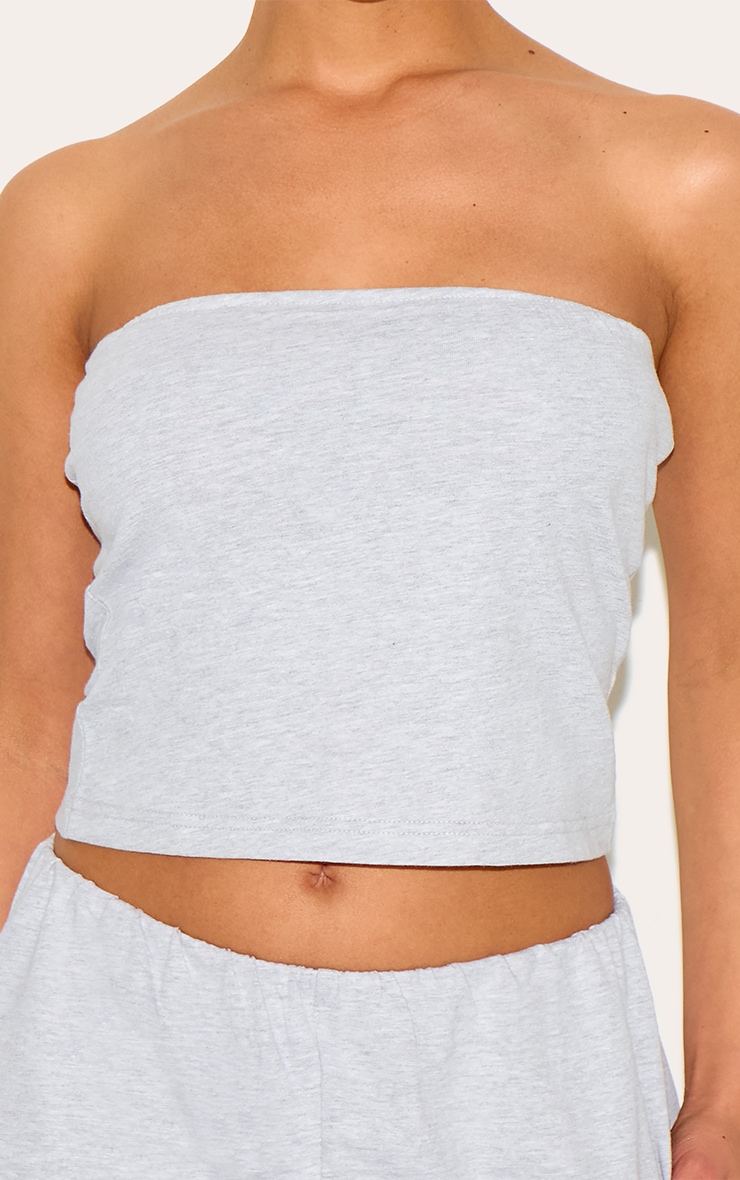 Petite Ash Grey Elasticated Longline Bandeau Top image 4