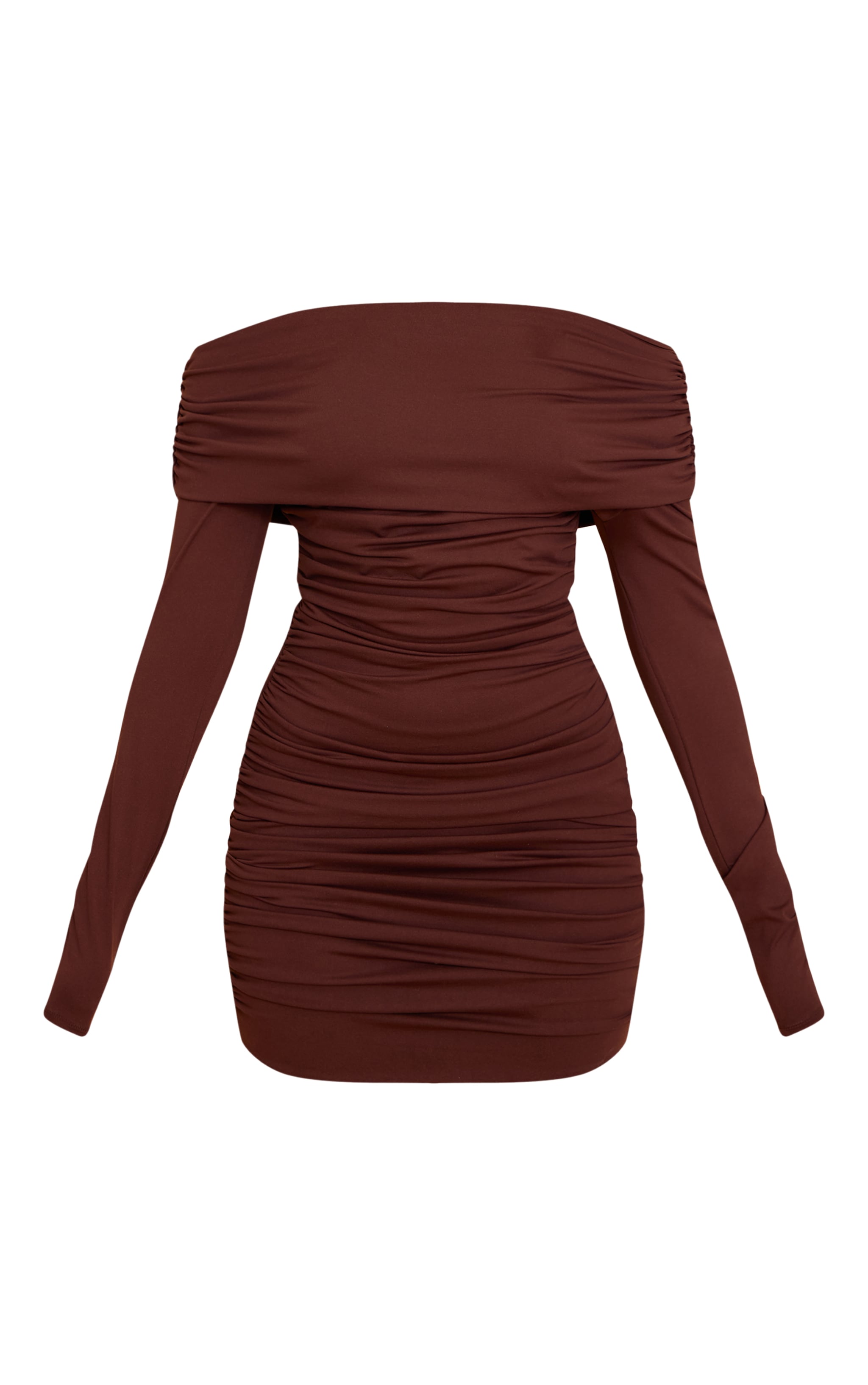 Chocolate Soft Touch Fold Over Ruched Mini Dress image 5
