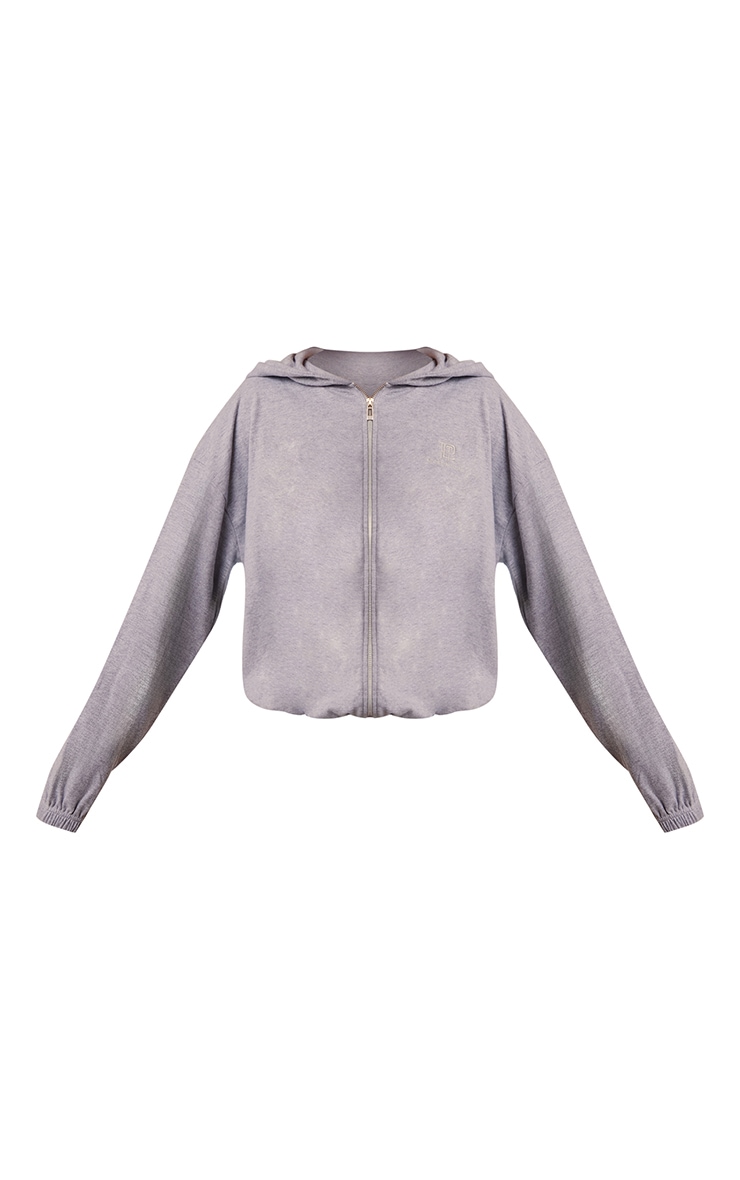 Grey Marl Super Soft PLT Embroidered Zip Up Jacket image 5