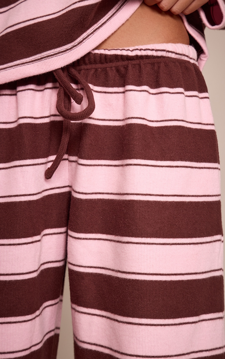 Dark Brown Stripe Super Soft Wide Leg Pants  image 4