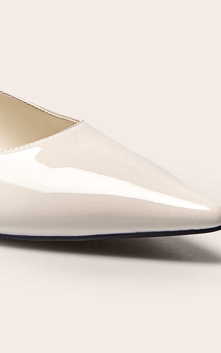 Cream Patent PU Point Toe Ballet Flats image 5