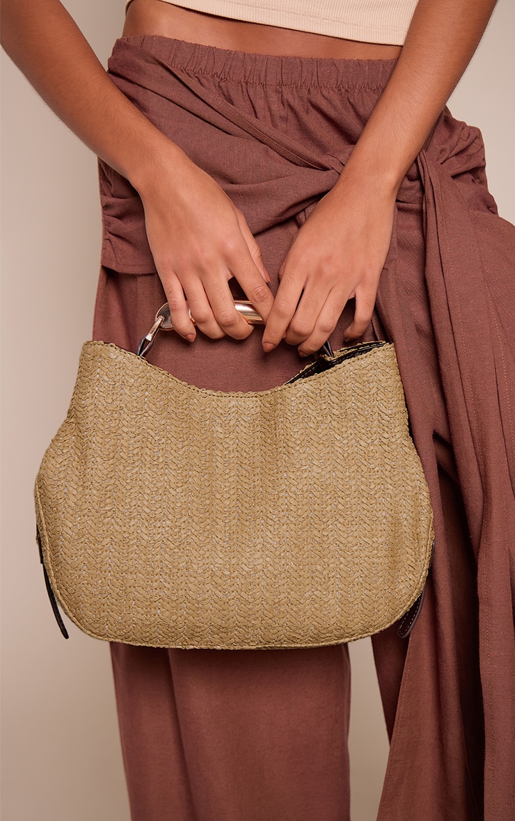 Natural Textured Gold Trim Handbag