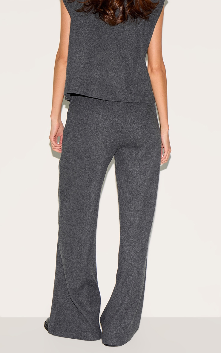 Pantalon droit côtelé brossé gris foncé à taille basse image 3