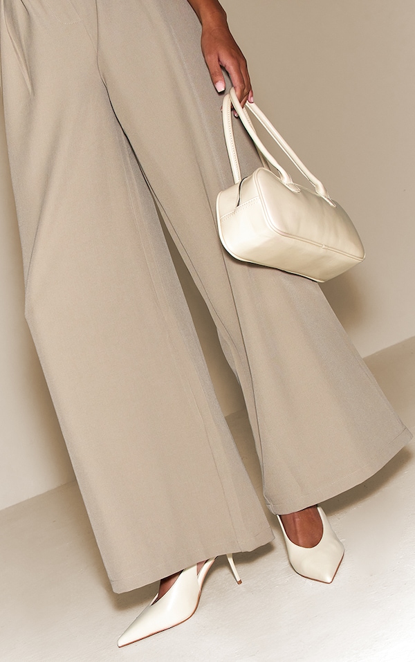 Almond PU Pointed Toe Slingback Heels