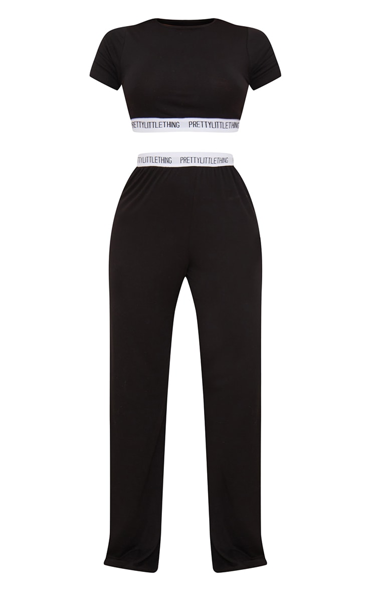 Prettylittlething Black Tape Pant Pj Set PrettyLittleThing USA