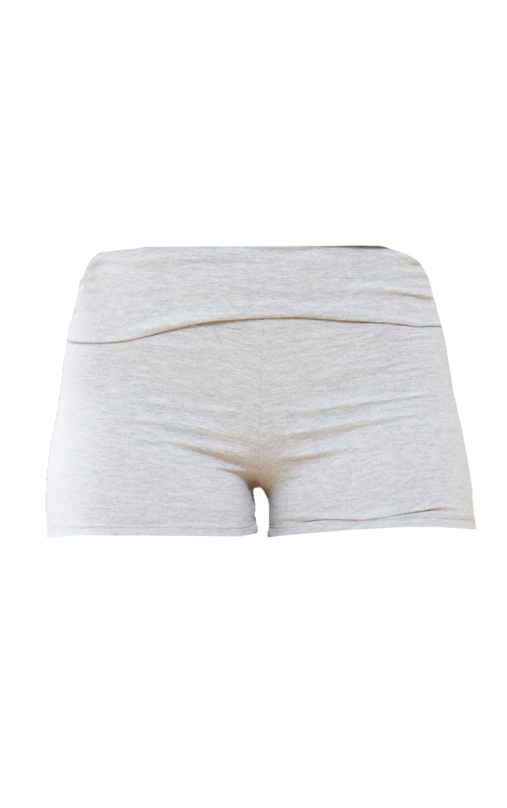 Ash Grey Cotton Fold Over Waist Hot Pants image 6