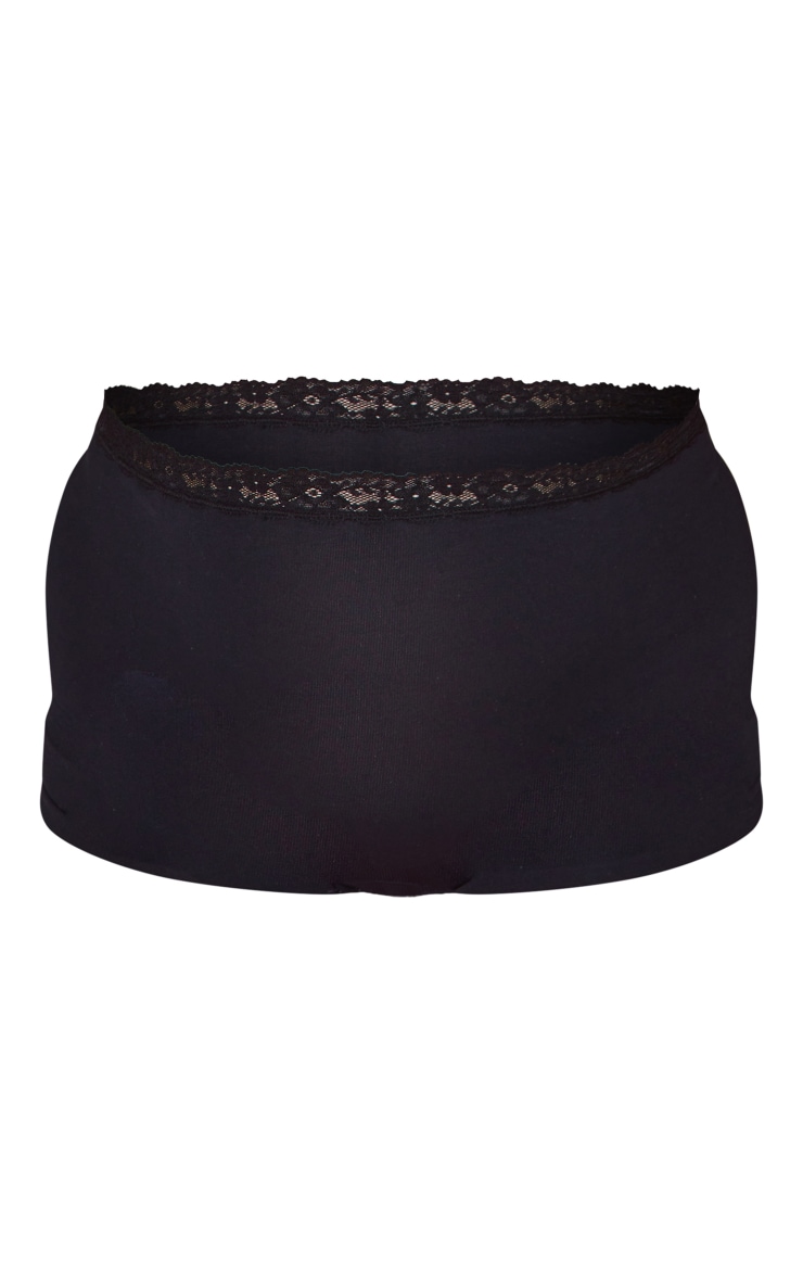 Maternity Black Lace Trim Seamless Bump Support Panties image 5