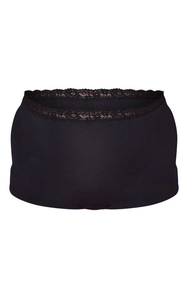 Maternité Culotte de support de grossesse noire sans coutures à bordures en dentelle image 5