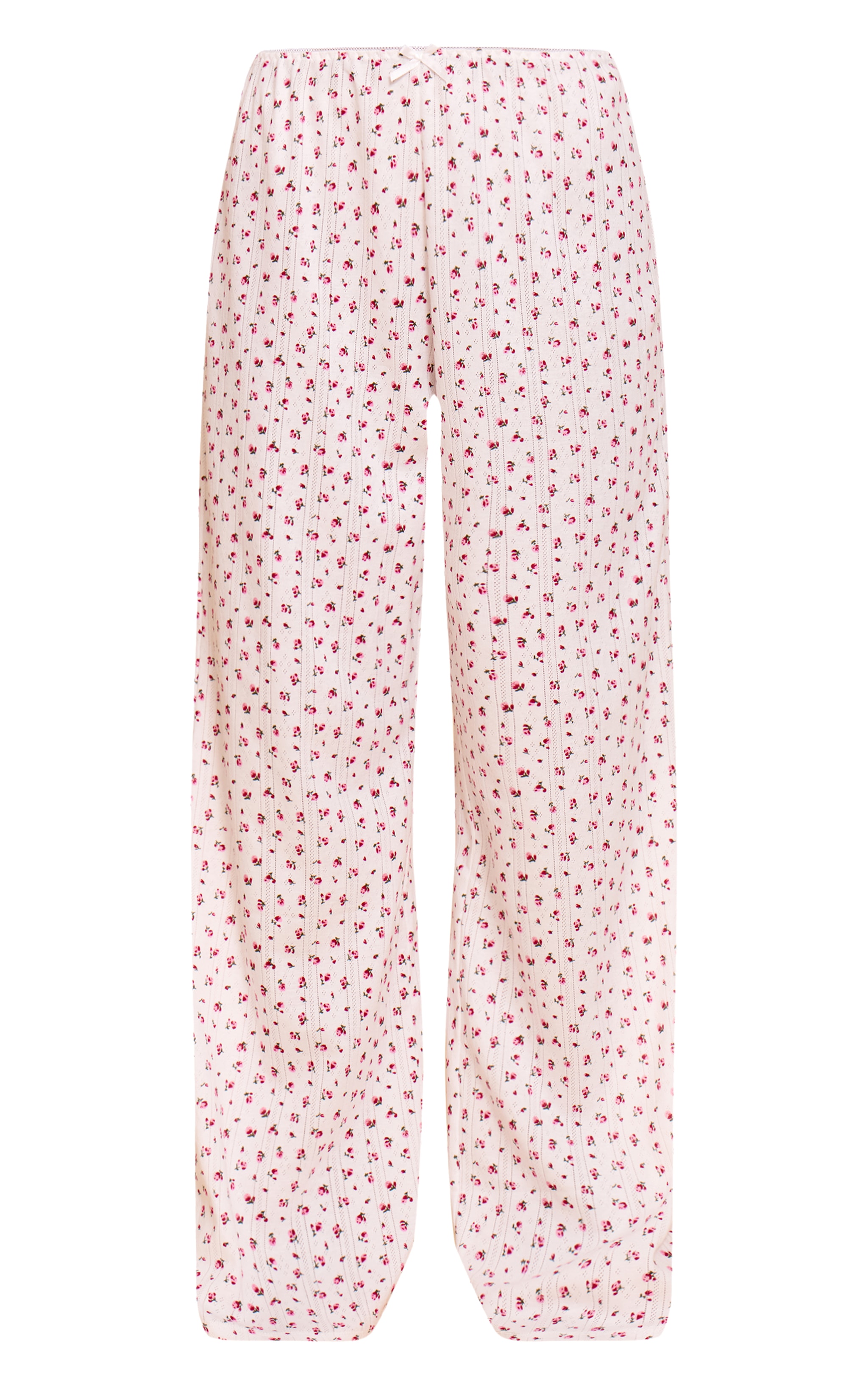White Ditsy Pointelle Pajama Pants image 5