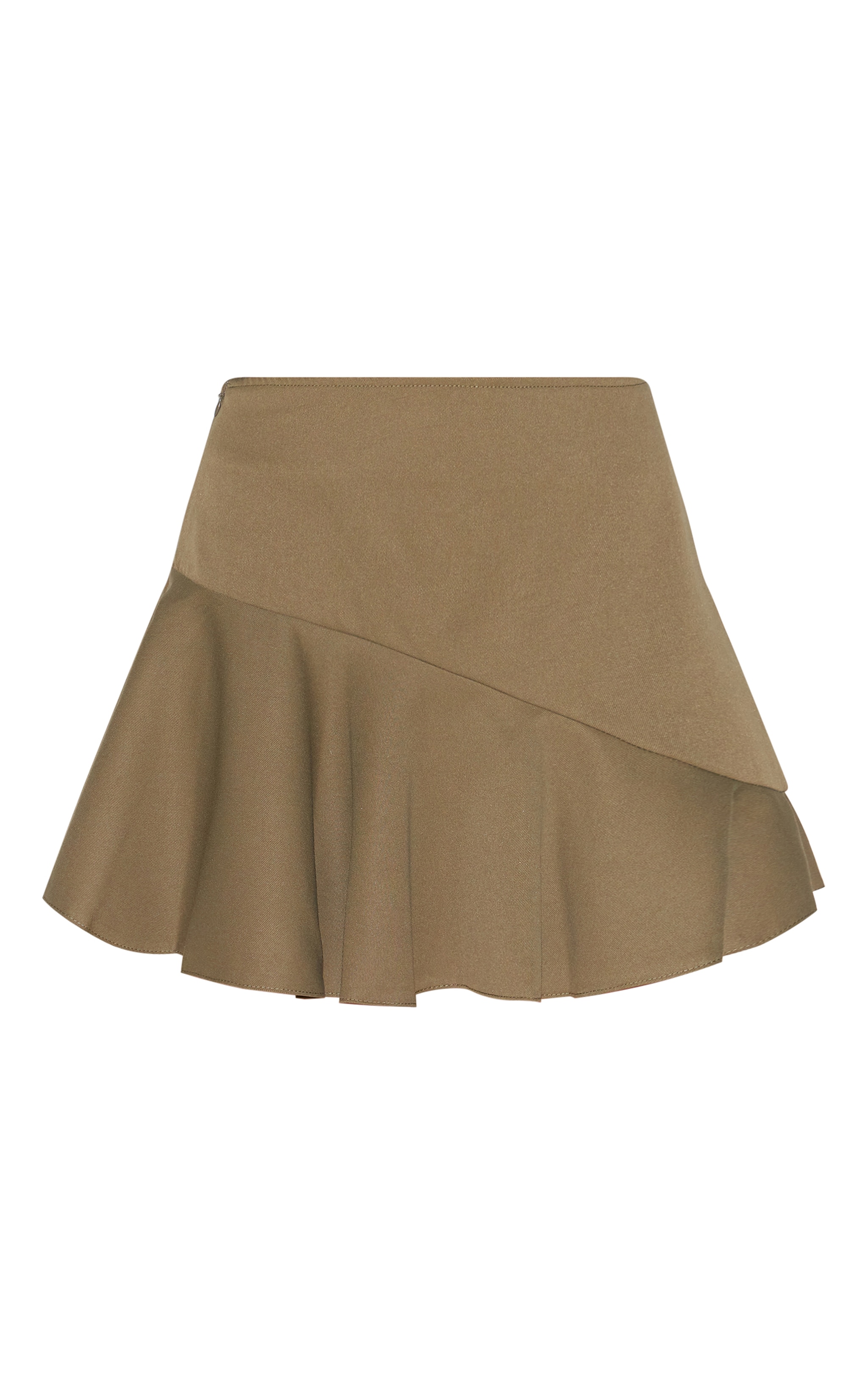 Dark Khaki Tailored Woven Scalloped Edge Mini Skirt image 6