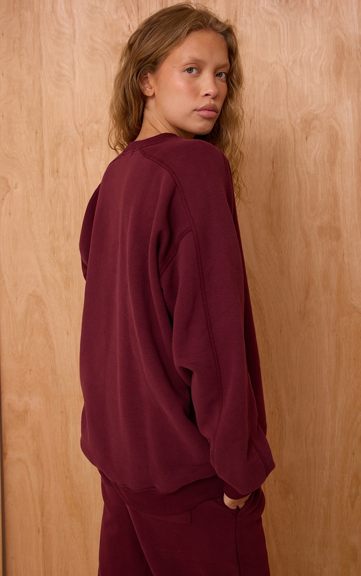 Wine PLT Embossed Crew Neck Sweatshirt image 2