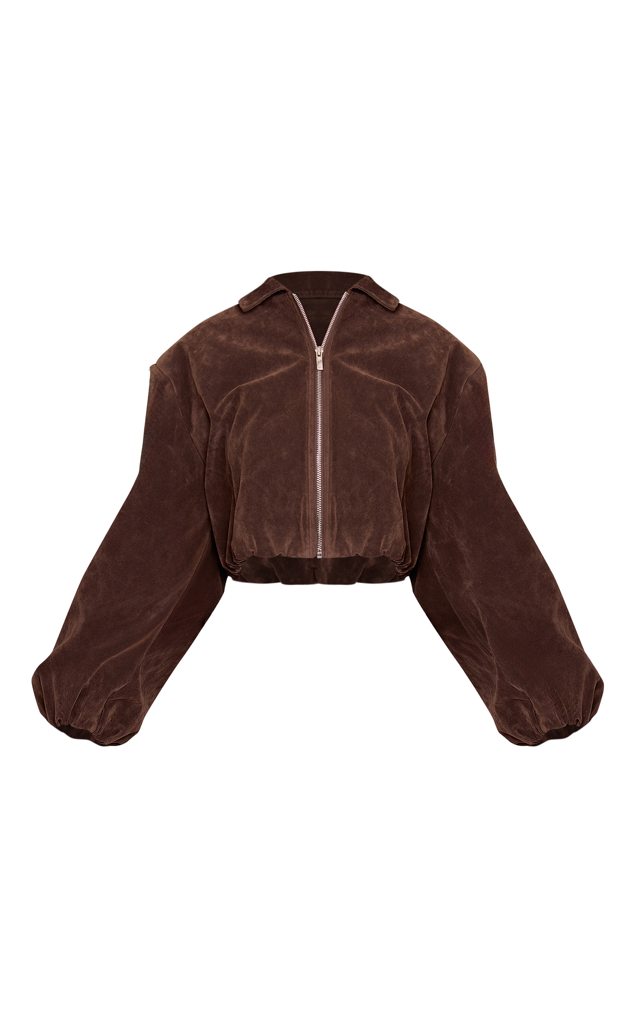 Petite Dark Chocolate Suede Balloon Sleeve Jacket image 5