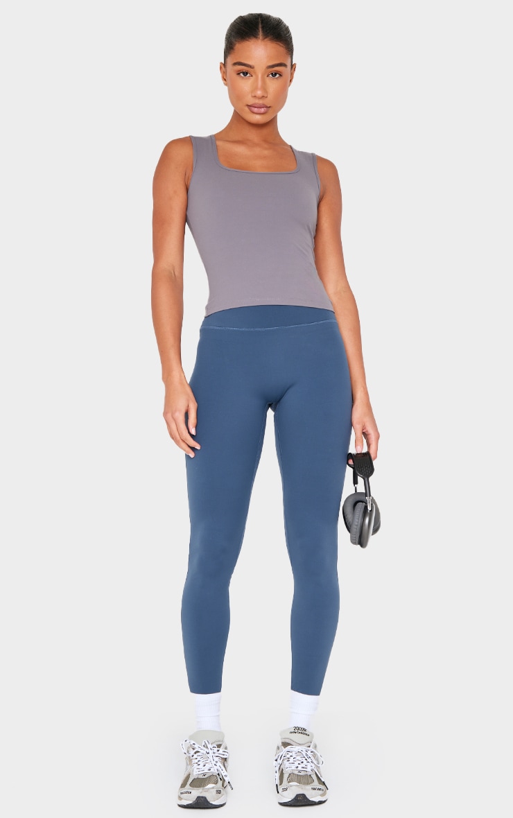Charcoal Contour Scoop Neck Fitted Vest Top image 3