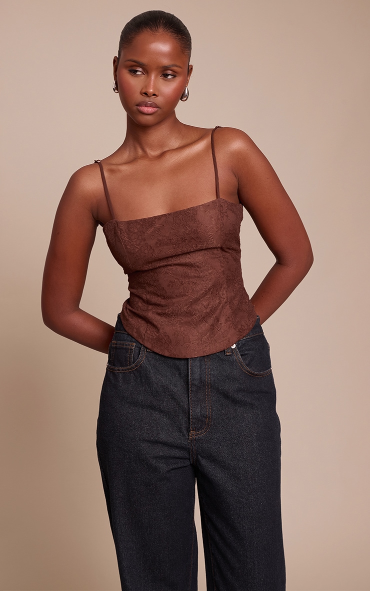 Chocolate Lace Strappy Corset