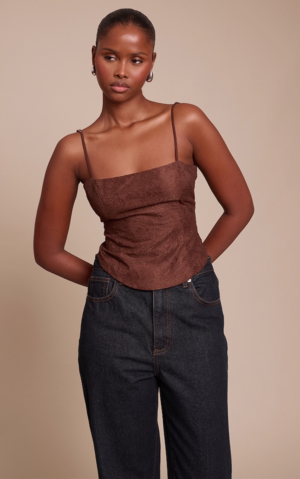 Chocolate Lace Strappy Corset