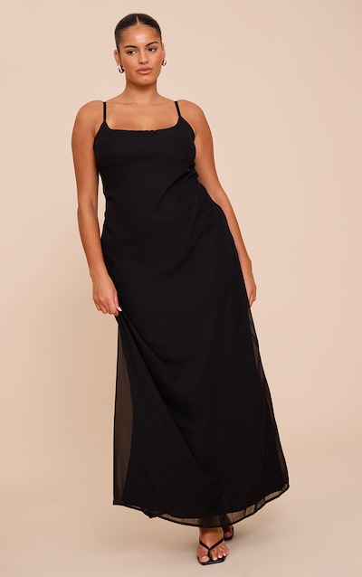 Plus Black Chiffon Strappy Maxi Dress