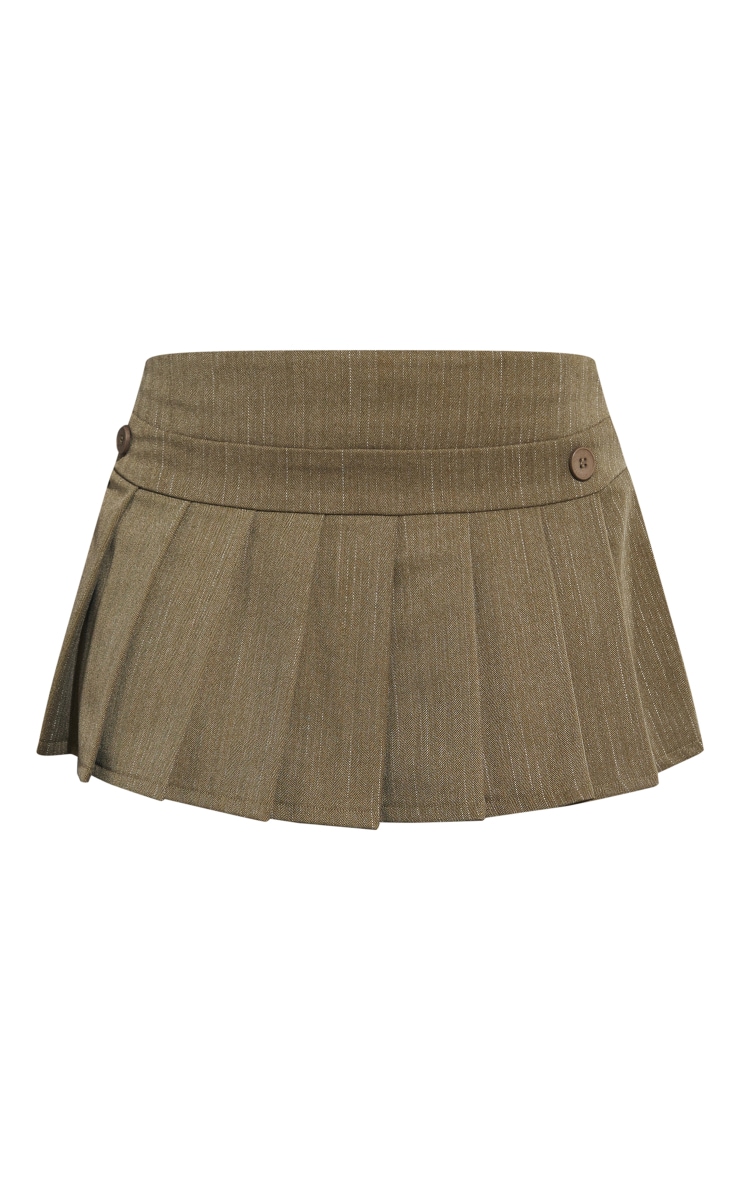Khaki Woven Pleated Extreme Micro Mini Skirt image 6