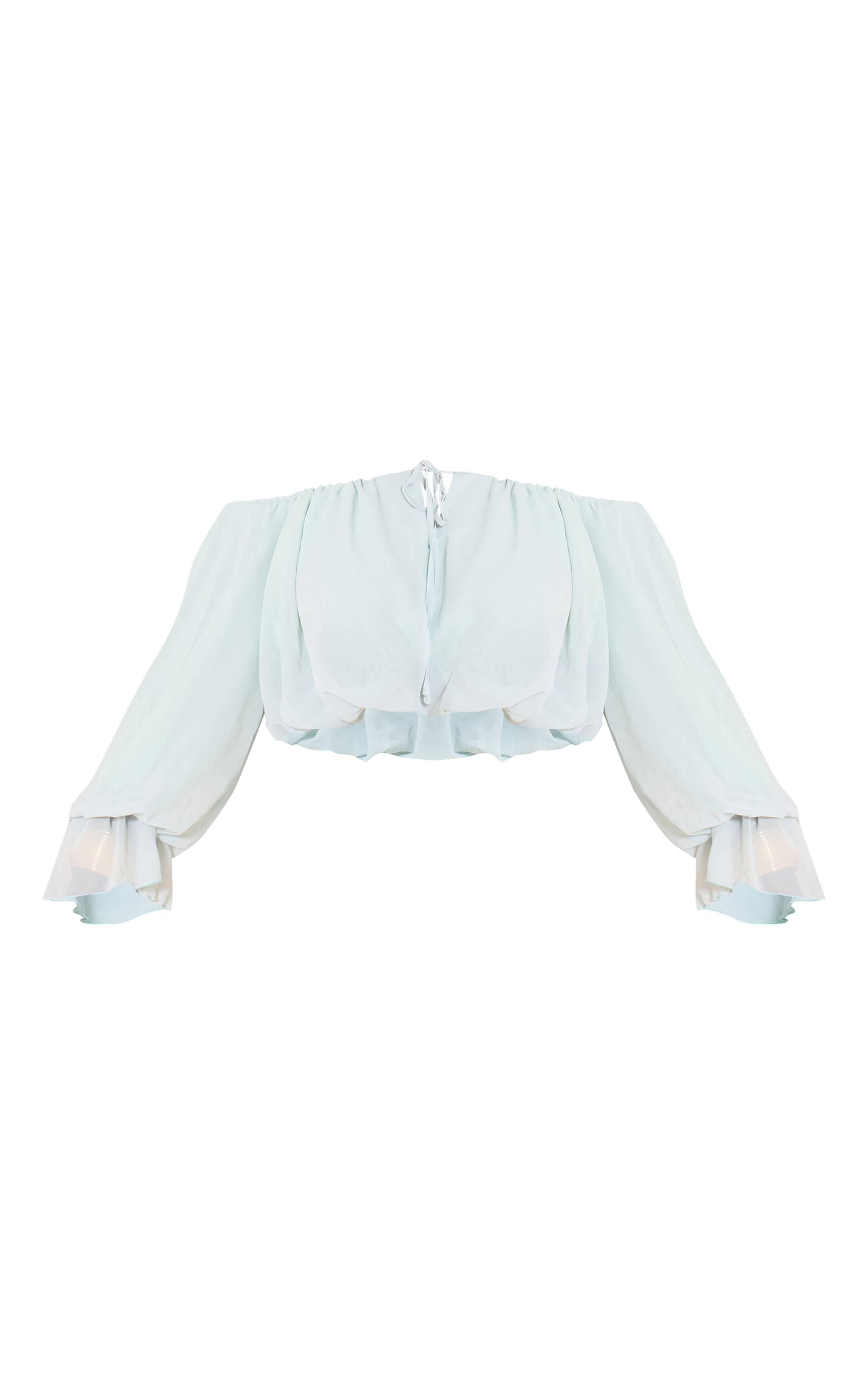 Plus Sage Chiffon Bardot Balloon Sleeve Top image 5