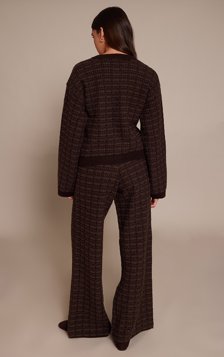 Chocolate Boucle Knitted Wide Leg Pants image 3