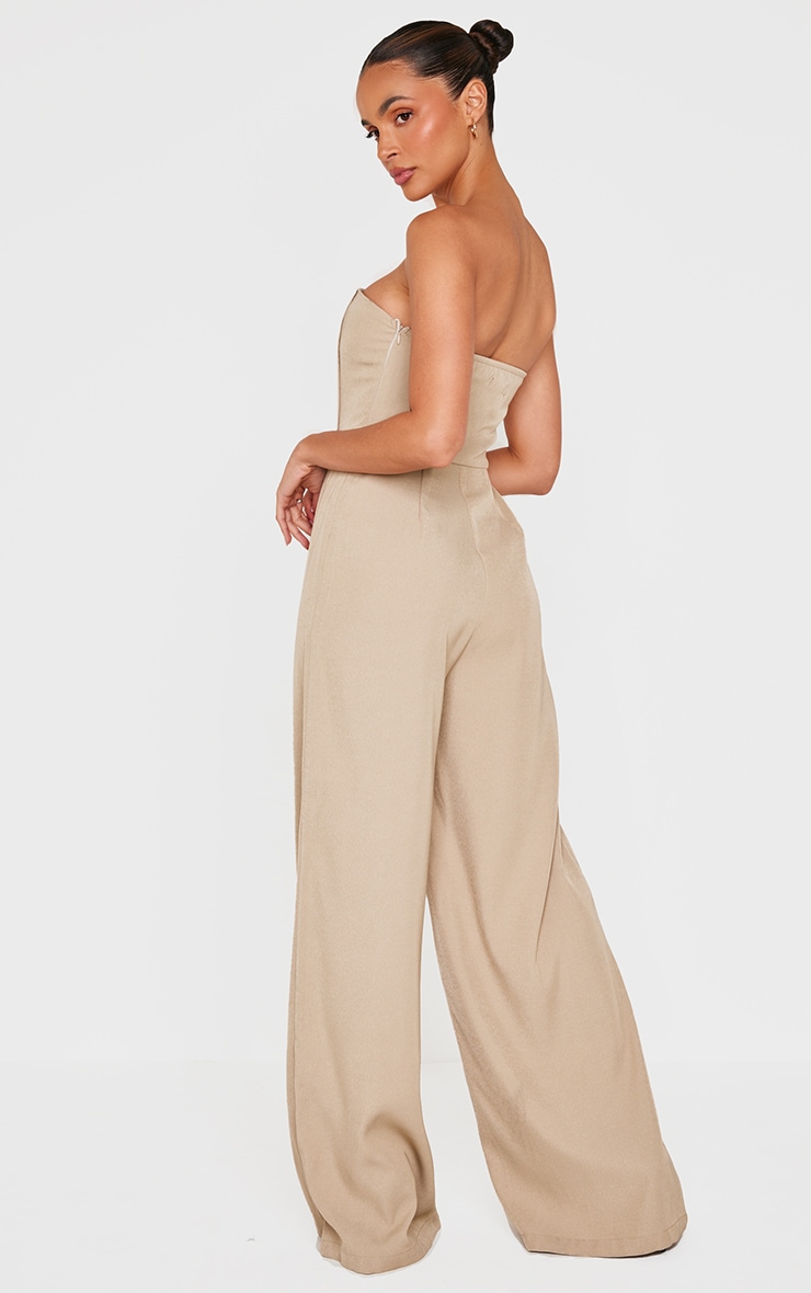FRAMeWORK  ベージュJUMPSUIT Beige Structured Woven Bandeau Boned Jumpsuit | Jumpsuits