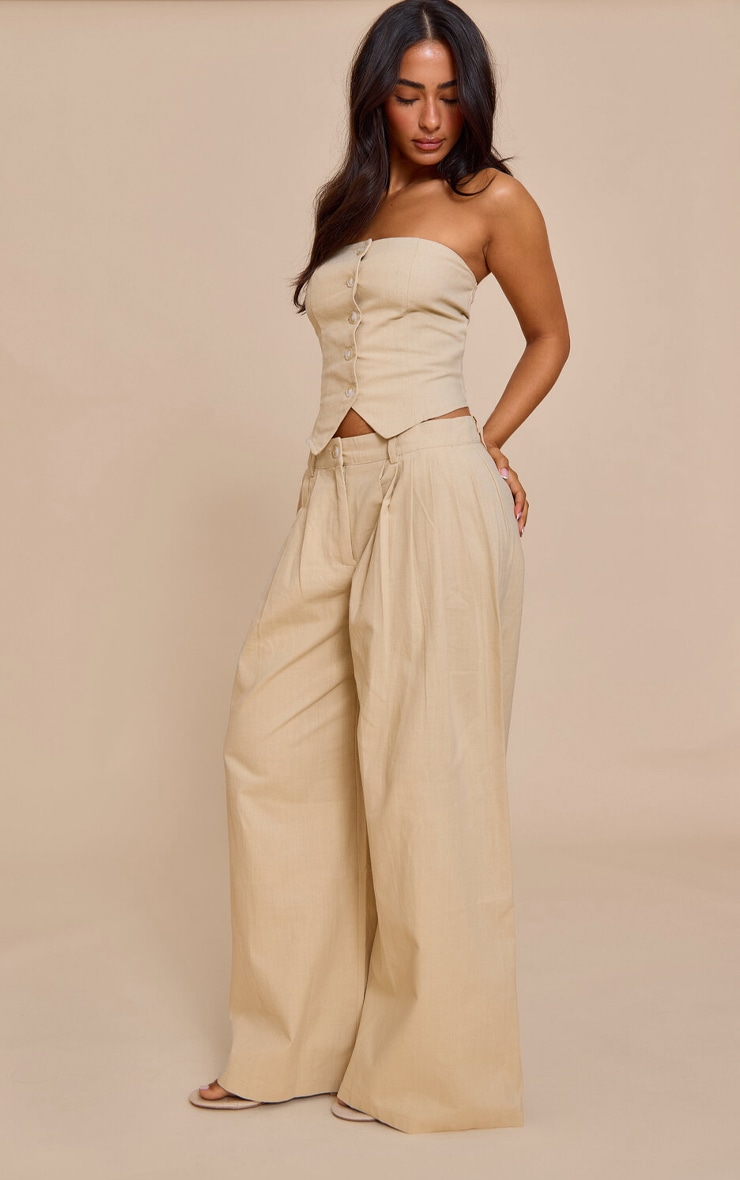 Petite Top bustier en effet lin gris pierre natural à boutons image 3