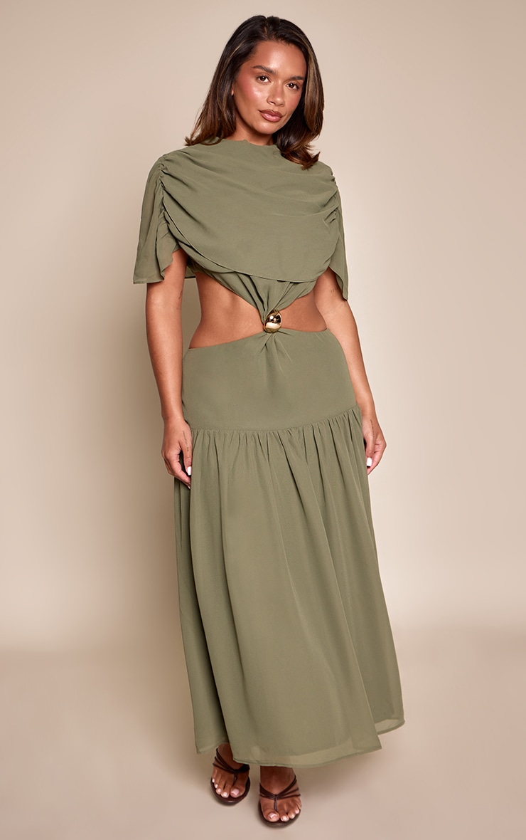 Shape Olive Cut Away Trim Detail Maxi Dress