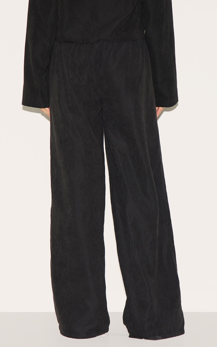 Black Peach Skin Woven Wide Leg Pants image 3