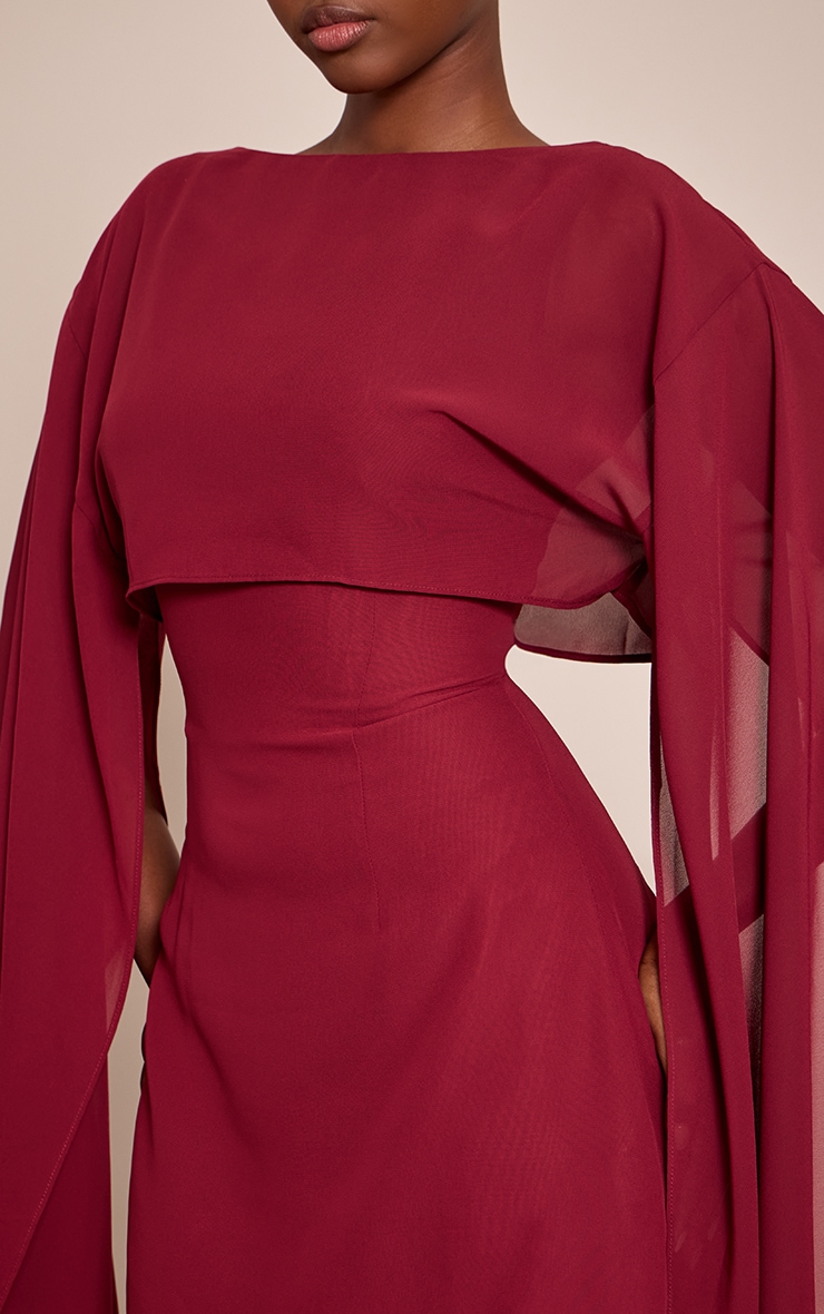 Burgundy Cape Detail Mini Dress image 4