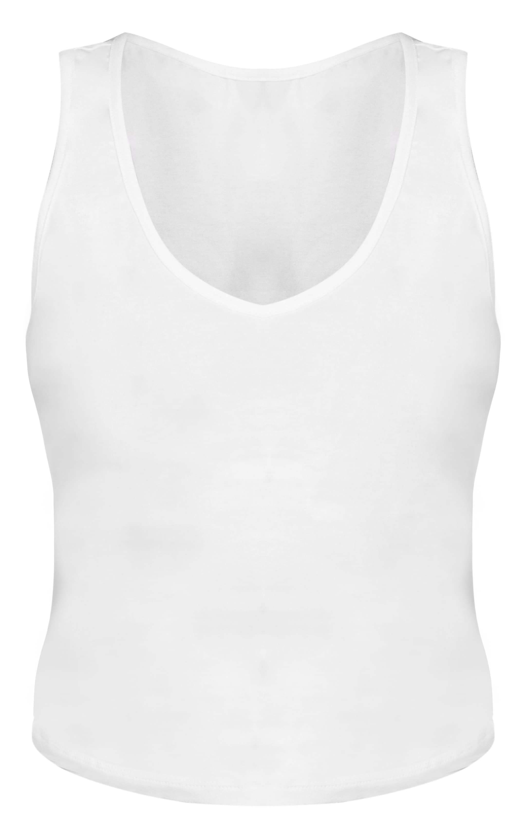 Petite White Soft Cotton V Neck Vest Top image 5
