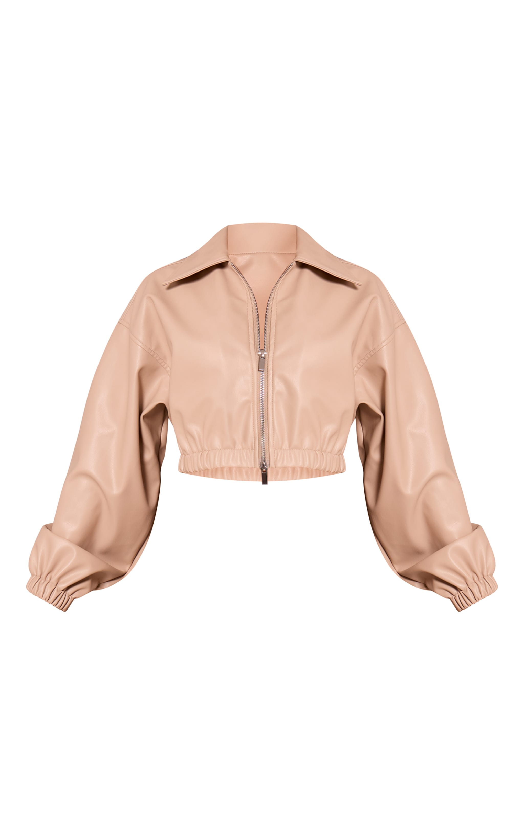 Petite Stone Faux Leather Cropped Zip Up Jacket image 5