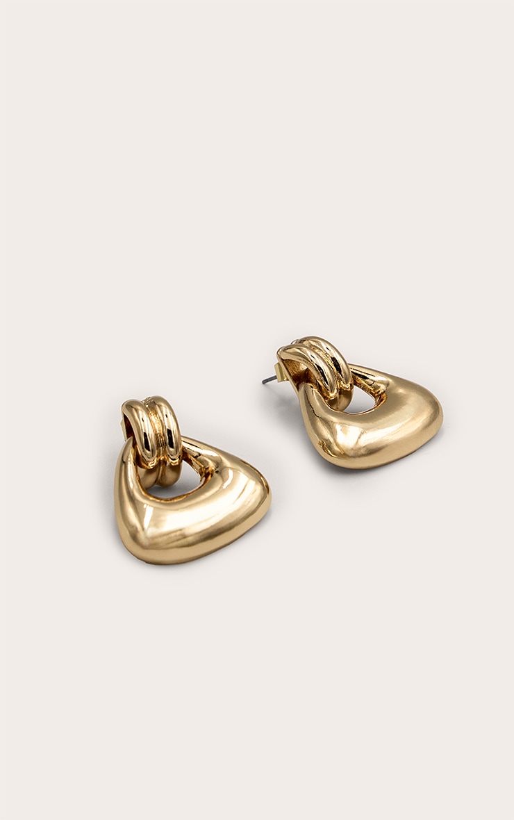 Gold Mini Triangle Door Knocker Earrings image 2