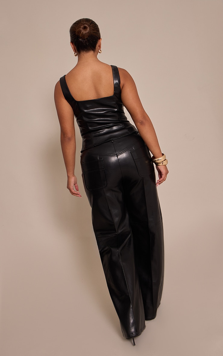 Shape Black Faux Leather Wide Leg Pants image 3