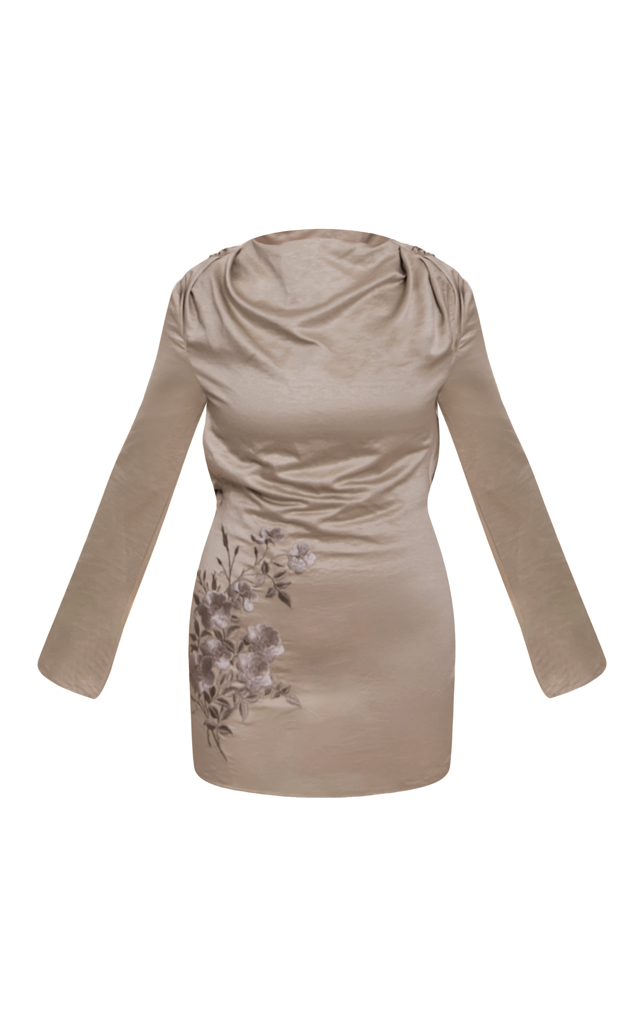 PLT Label Stone Satin Embroidered Cowl Back Bodycon Dress image 5