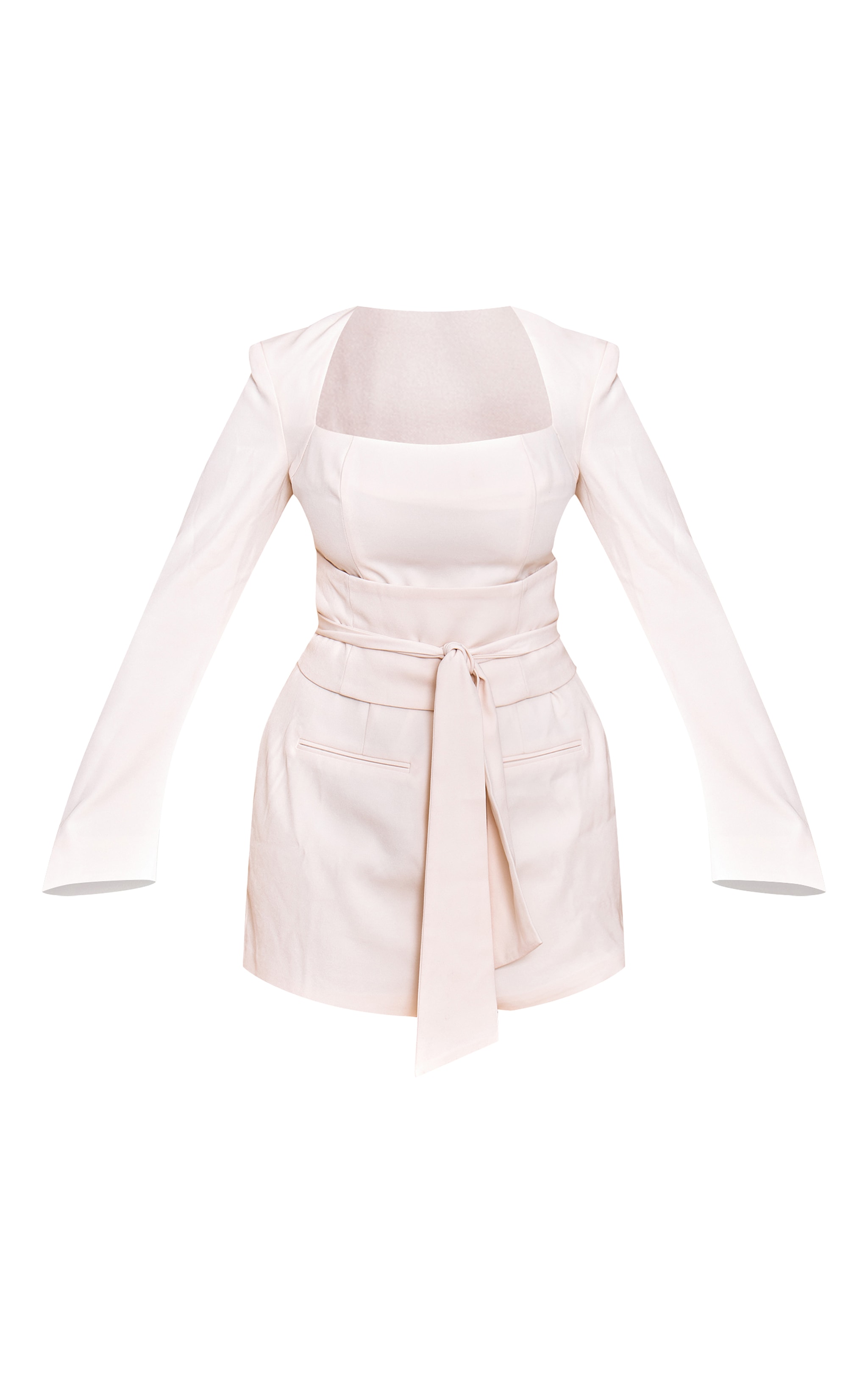 Shape Cream Tailored Sweetheart Belted Mini Dress image 5