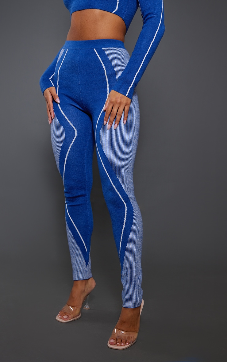 Blue Racer Print Knitted Leggings image 1