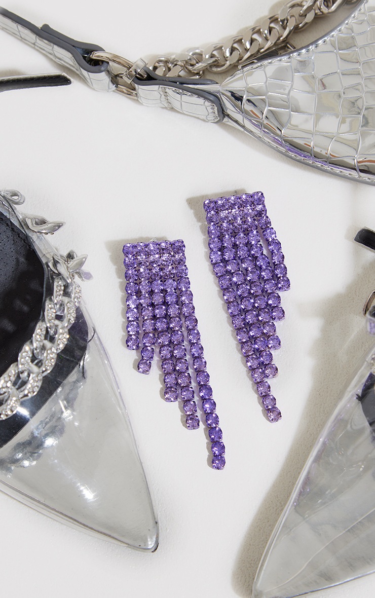 Lilac Chrome Waterfall Statement Earrings image 2