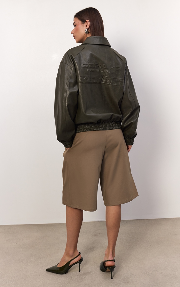  Camel Woven Pleat Detail Jorts image 3