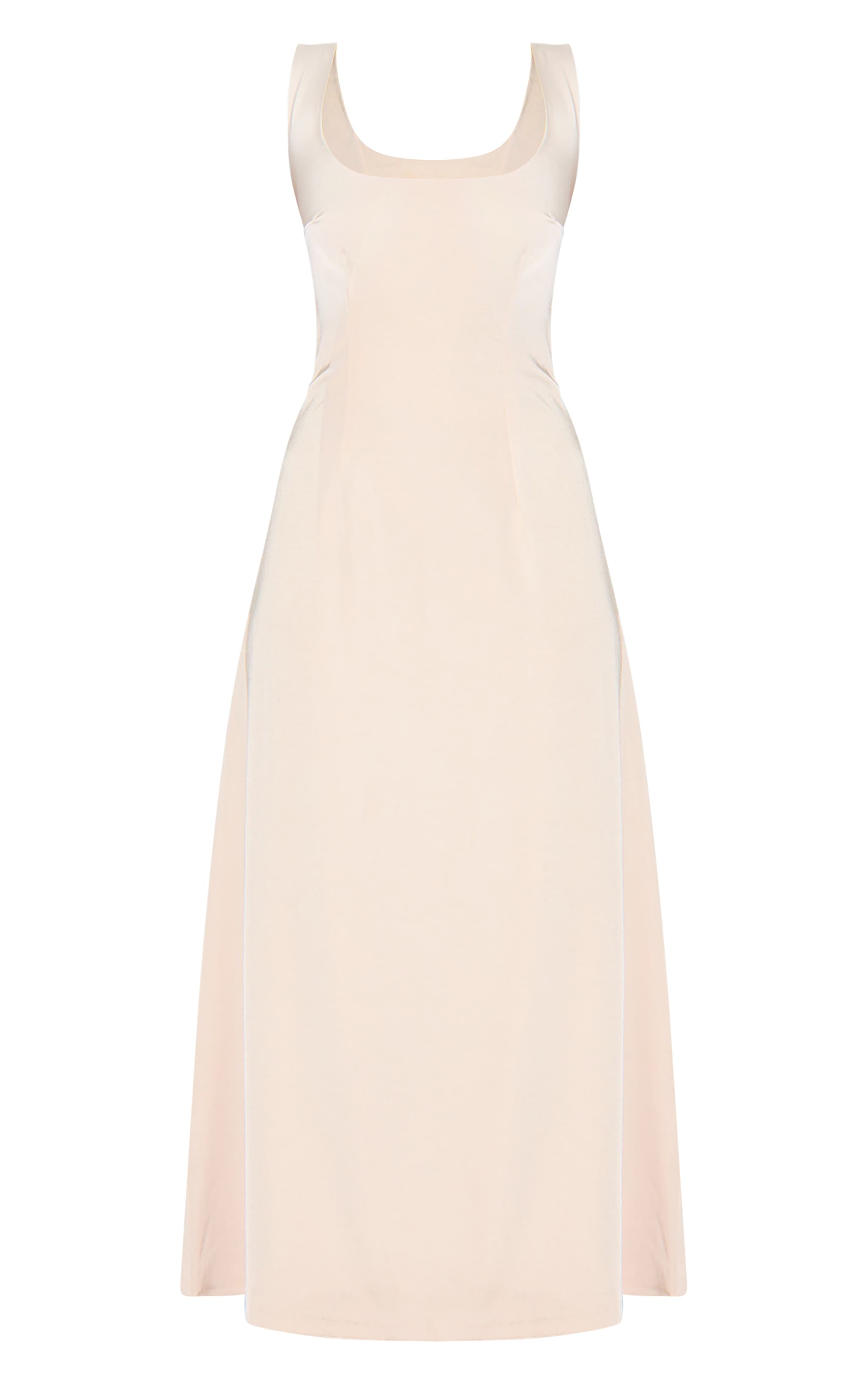 Robe mi-longue satinée non colorée à taille tombante image 5