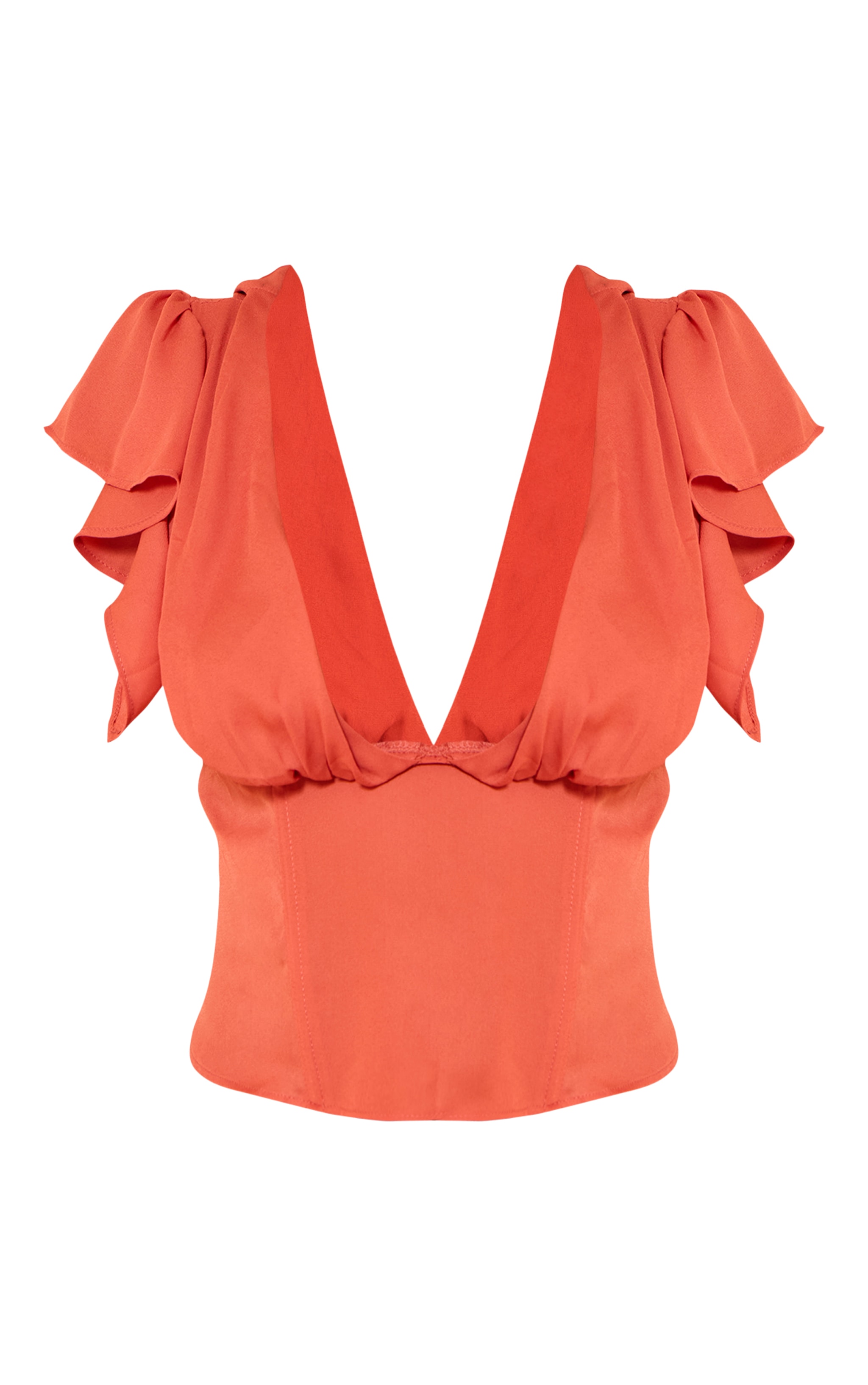 Shape Rust Plunge Front Draspe Shoulder Blouse image 5