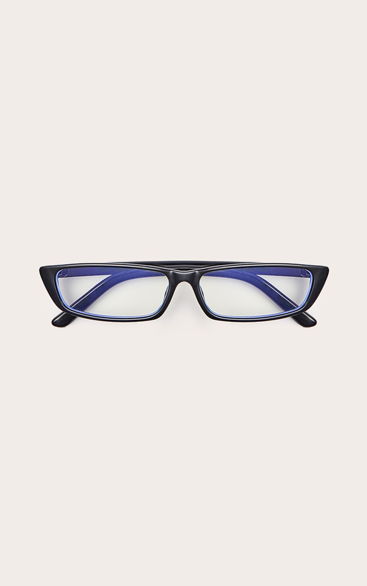 Black Rectangle Skinny Frame Blue Light Readers image 2