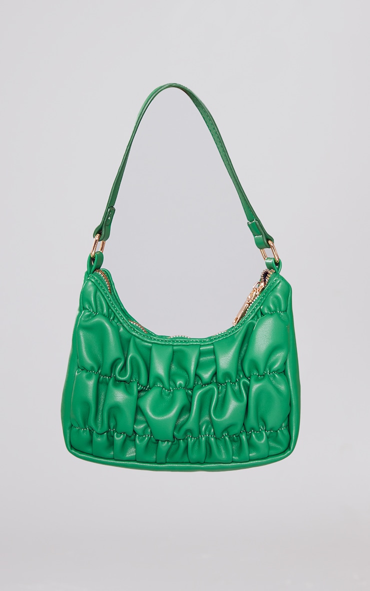Green Ruched Detail Shoulder Bag PrettyLittleThing