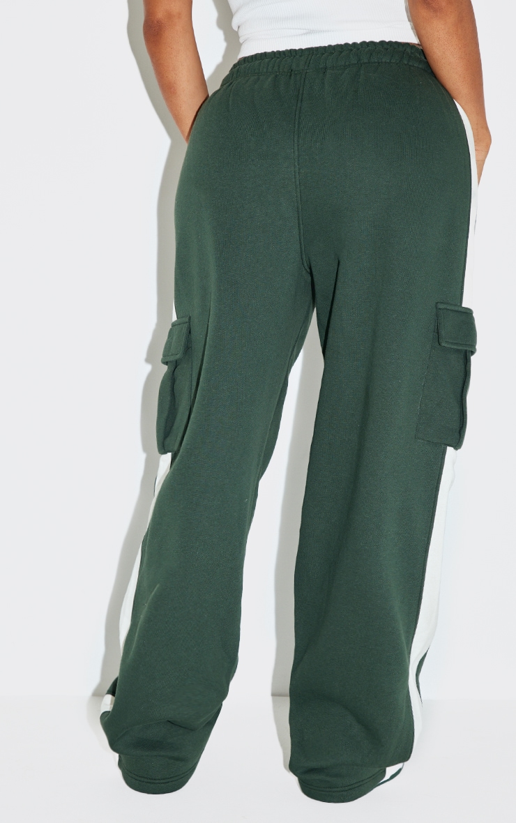 Shape Forest Green High Waisted Side Stripe Cargo Wide Leg Track Pants image 3