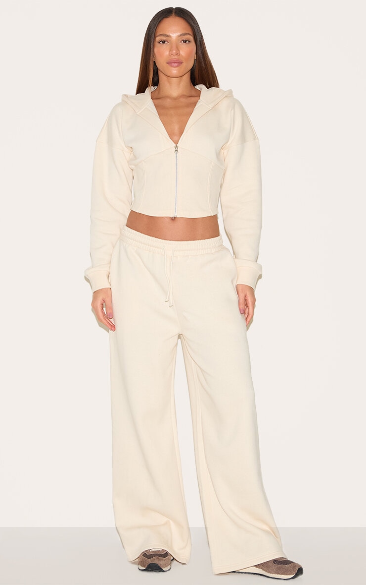 Tall Cream Corset Seam Detail Zip Hoodie image 3