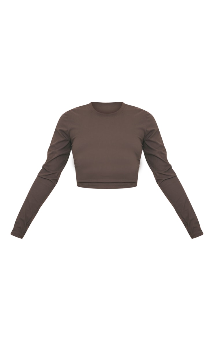 Espresso Ultimate Sculpt Long Sleeve Crop Gym Top image 5