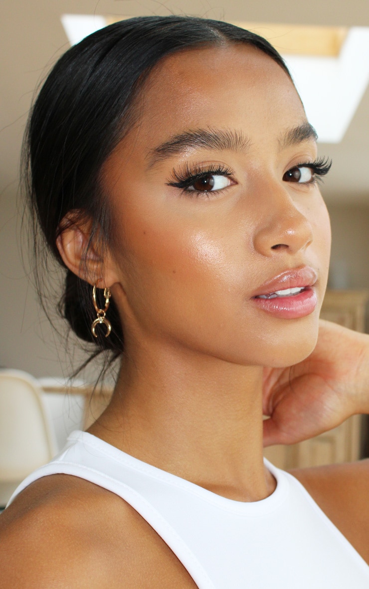 Gold Mini Hoop With Bull Horn Earrings