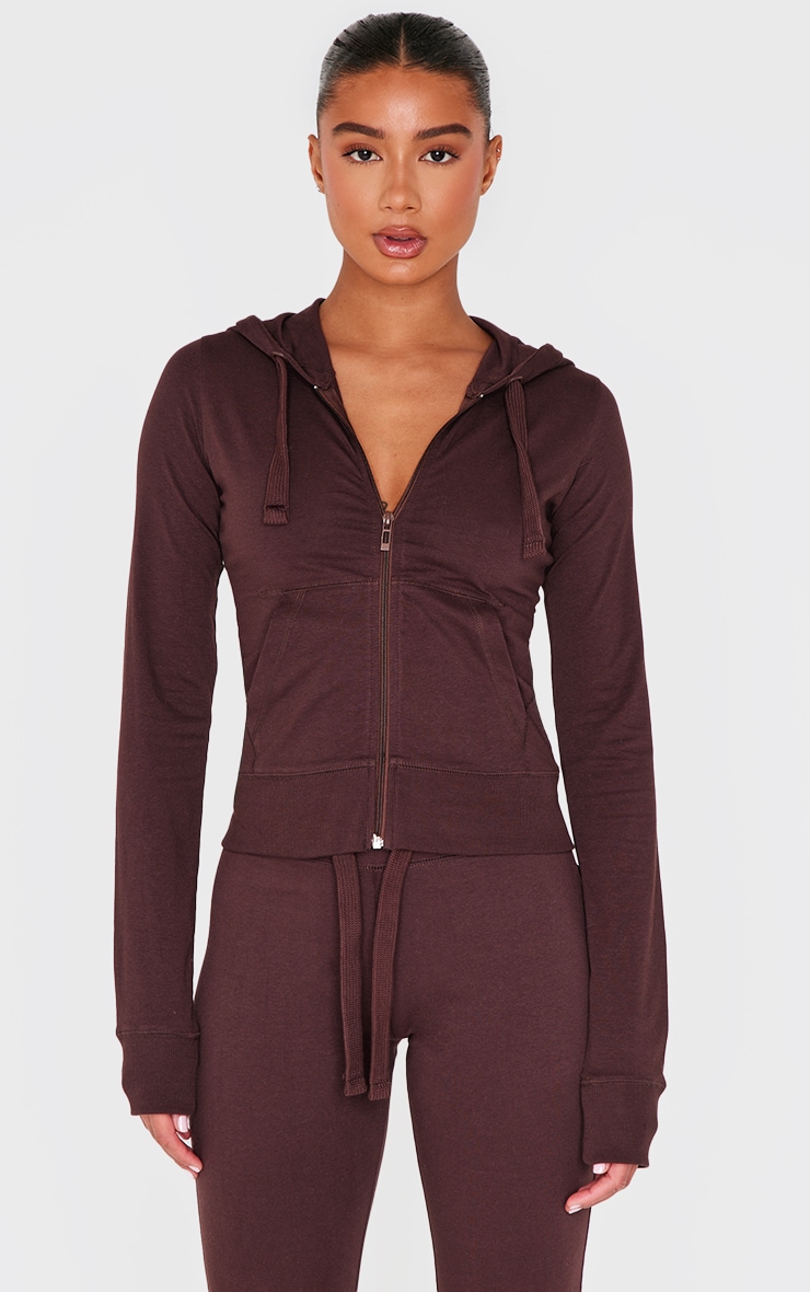 Chocolate Zip Up Fitted Track Top