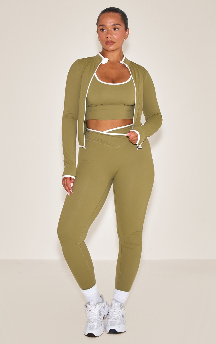 SHAPE OLIVE ACTIVE CONTRAST BINDING ZIP UP JACKET image 3