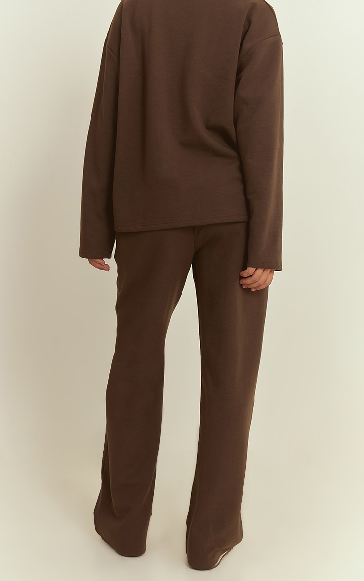 Jogging droit tissé choclat à pinces image 3
