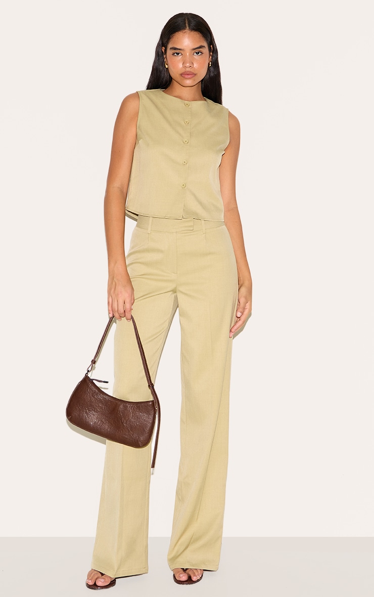 Tall Clay Tailored Button Up Cropped Sleeveless Waistcoat image 3